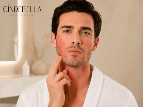 טיפול פנים לגבר עם עור מגורה ואדמומיות אחרי גילוח בקליניקת סינדרלה היופי שבך
